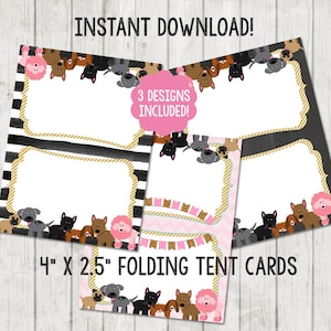 Puppy Food Tent Labels, Printable Pawty Food Labels, Puppy Party. Folding Dog Food Tent Cards. Doggie Birthday Puppy Decoration, Puppy Bday