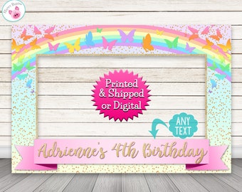 Rainbow Butterfly Pastel photo booth frame prop - Butterflies Birthday Party Rainbow Photobooth Frame