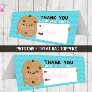 Printable Cookie Bag Toppers, Valentines Day Treat Bag Toppers, School Treat bags, Cookie Bag Toppers