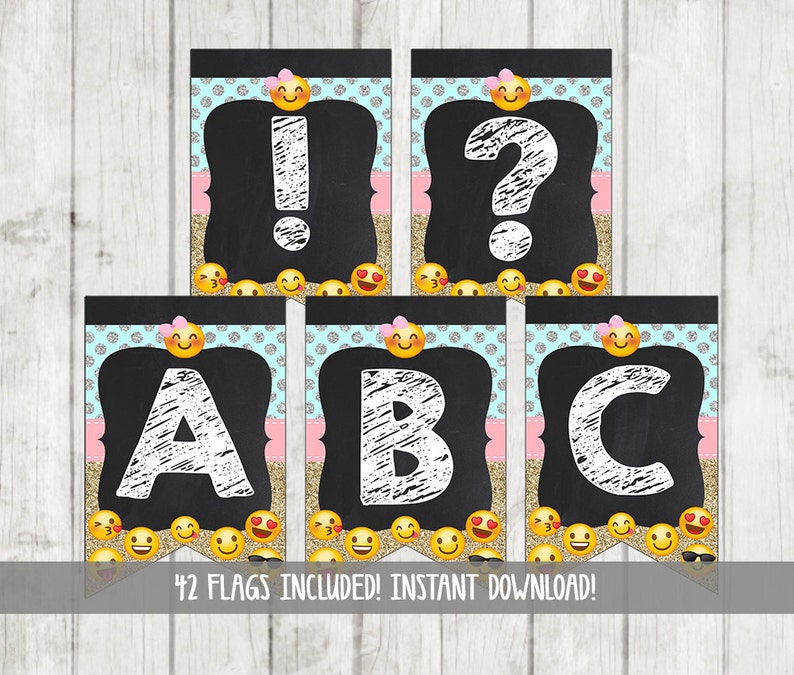 Printable Emoji Banner Chalkboard Bunting Emoji Printable Etsy