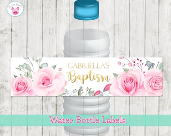Printable Floral Water Bottle Labels, Flower Waterbottle Labels