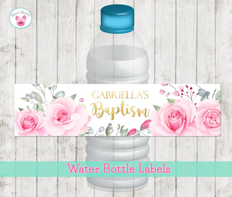 Printable Floral Water Bottle Labels, Flower Waterbottle Labels image 1