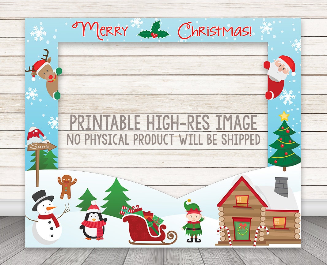 PRINTABLE Christmas Photo Booth Frame, Holiday Party Photo Booth Frame, Photo Booth Prop, Merry Christmas Photobooth Prop, Reindeer Santa