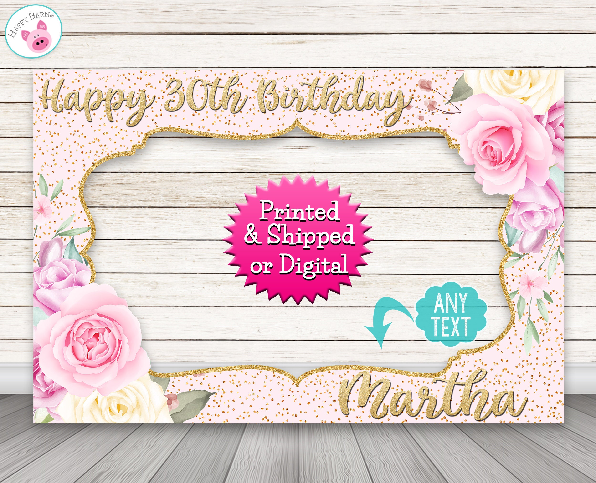 Pink Rose Floral Photo Booth Frame: Bridal Shower, Birthday Pink Rose Floral Photo Booth Frame: Bridal Shower, Birthday