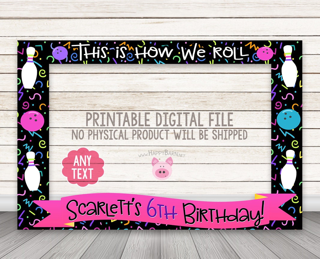 PRINTABLE Bowling Photo Booth Frame Bowling Birthday Etsy
