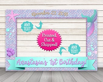 Mermaid Photo Booth Frame Prop - PRINTED & SHIPPED or DIGITAL - Mermaid Birthday