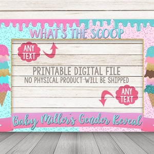 What&#39;s the scoop Photo Booth Frame, Ice Cream Gender Reveal Photo Booth Selfie Prop Cutout, Whats the Scoop