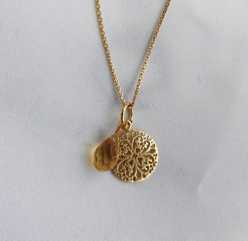 Necklace Gold Mandala with citrine