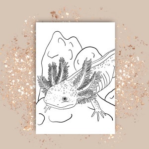 Axolotl Coloring Page, Printable Axolotl Coloring Page for Kids, Boys, Girls, Teens, Axolotl Birthday Party Activity, Instant Download