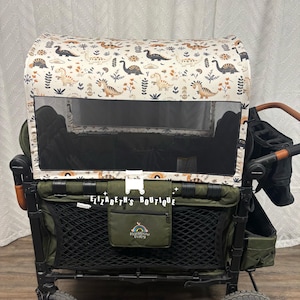 Made to order- Neutral Dinosaurs Canopy, Seat Covers, for your Wonderfold Wagon, Rainbow Baby Wagon, Joymor Wagon