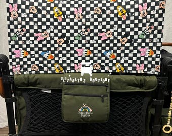 Made to Order-Checkered Mouse Canopy,Seat Covers, for your Wonderfold Wagon, Rainbow Baby Wagon, Joymor, Vomeast, Famileasy, Vevor Wagon