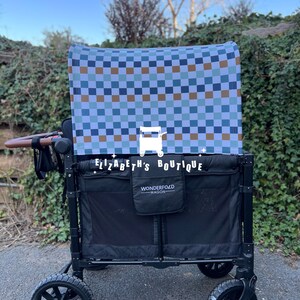 Made to order- Checkered Canopy, Seat Covers, for your Wonderfold Wagon, Rainbow Baby Wagon, Joymor Wagon