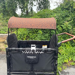 Brown Leopard Print Half Canopy for 4 Seater Wagons. Wonderfold, Rainbow Baby, Joymor, Ready to Ship
