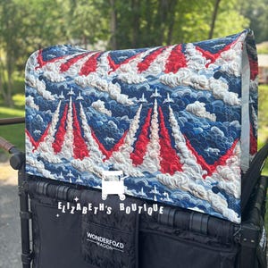 Made to order- Fourth of July, Airplanes, Canopy, Seat Covers, for your Wonderfold Wagon, Rainbow Baby Wagon, Joymor Wagon