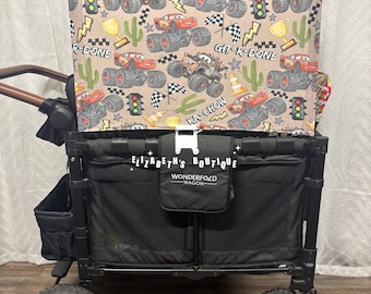 Made to order- Cars X Monster Trucks Canopy, Seat Covers, for your Wonderfold Wagon, Rainbow Baby Wagon, Joymor Wagon, Vomeast Wagon
