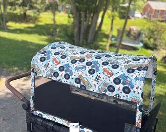 Made to order-  Monster Trucks Canopy, Seat Covers, for your Wonderfold Wagon, Rainbow Baby Wagon, Joymor Wagon