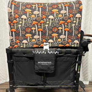Made to order- Embroidered Mushrooms Canopy, Seat Covers, for your Wonderfold Wagon, Rainbow Baby Wagon, Joymor Wagon
