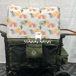 Made to order- Rainbow Cactus Canopy, Seat Covers, for your Wonderfold Wagon, Rainbow Baby Wagon, Joymor Wagon