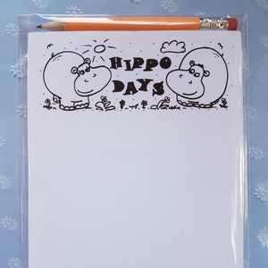 Hippo days A6 notepad, hippo notepad, happy/hippo play on words, hippo image 5