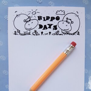 Hippo days A6 notepad, hippo notepad, happy/hippo play on words, hippo image 4