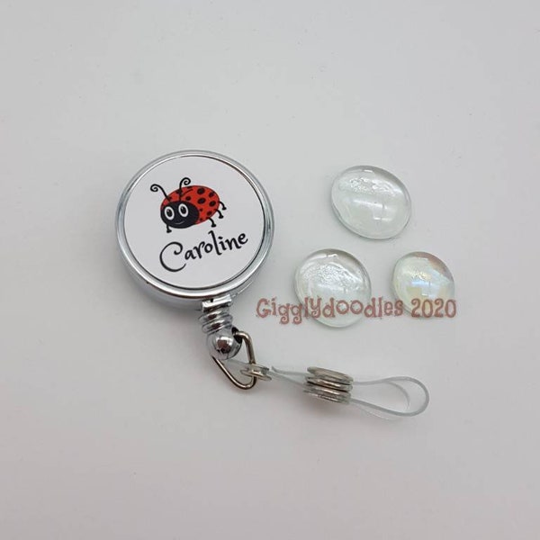 Personalised Ladybird Retractable Badge Reel, Retractable Nurse Id Reels, Midwives Id Clip, Neonatal Nurse Retractable Badge Holder