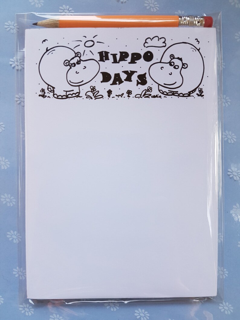 Hippo days A6 notepad, hippo notepad, happy/hippo play on words, hippo image 5