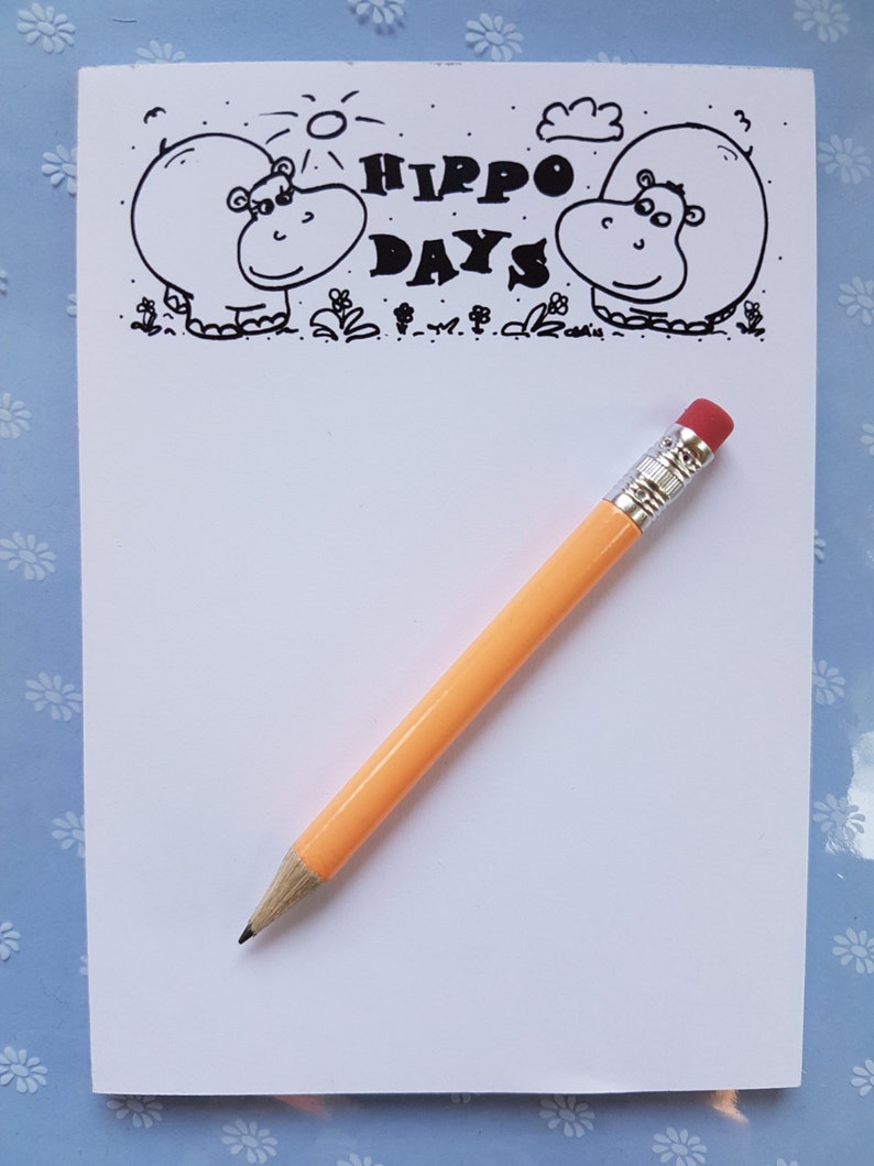 Hippo days A6 notepad, hippo notepad, happy/hippo play on words, hippo image 4