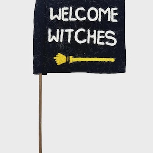 Halloween Welcome Witches Felt Rectangle Flag Decor