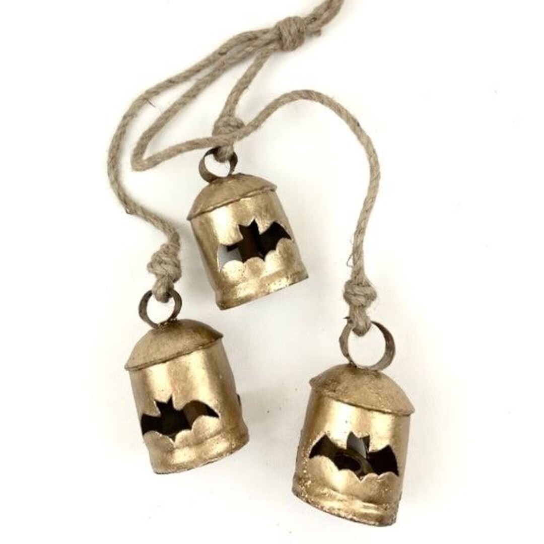 Halloween Gold Metal Three Bell BAT Cluster - Etsy