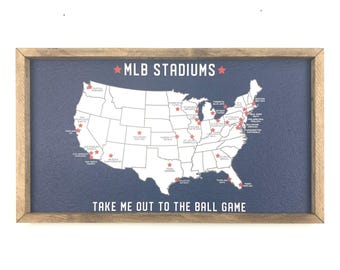 MLB Stadium Map Pinboard - Framed Map - Map Pinboard