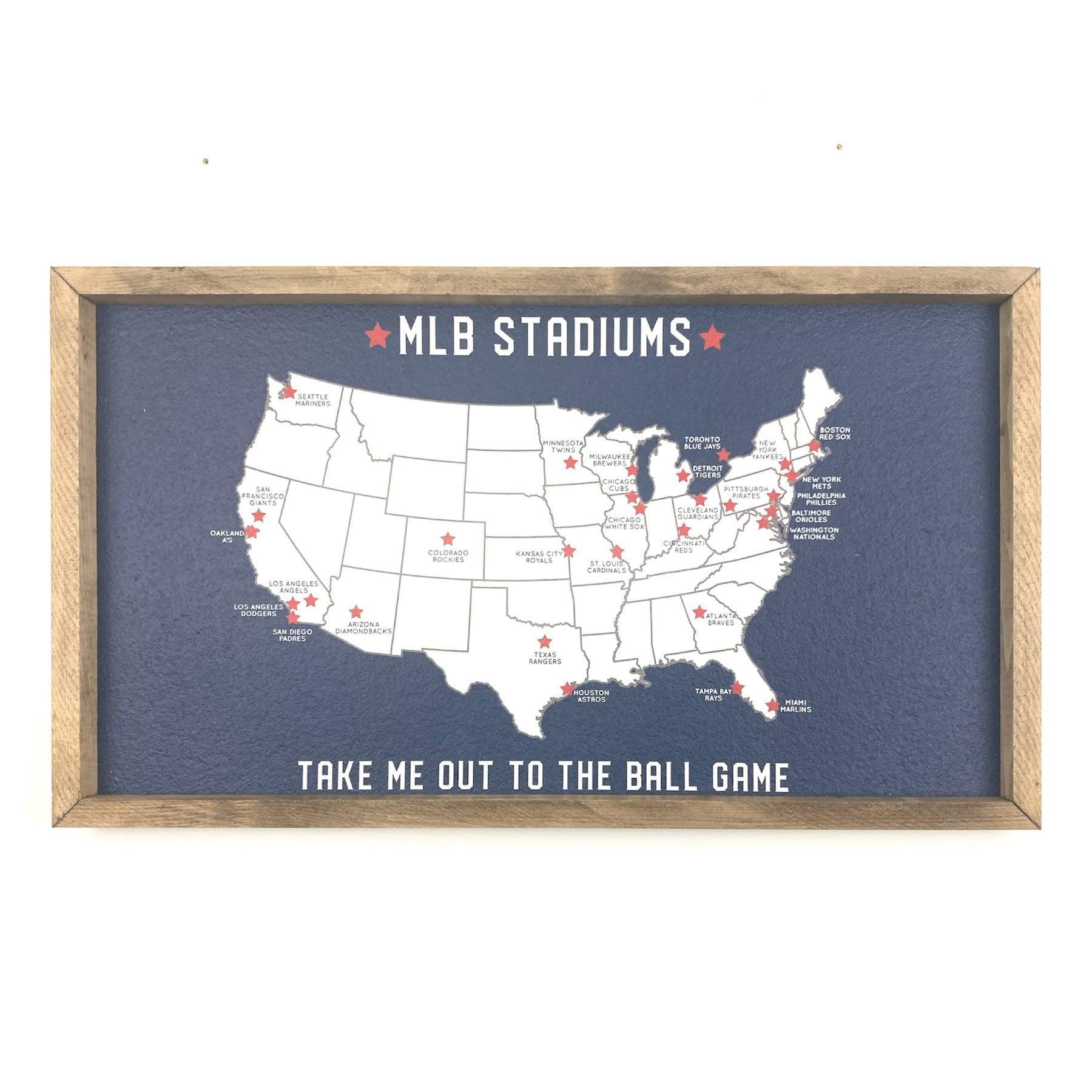 MLB Stadium Map Pinboard: Framed Baseball Stadium Tracker - Etsy