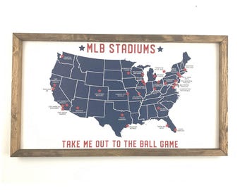 MLB Stadium Map Pinboard - Framed Map - Map Pinboard