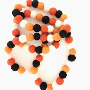 Halloween Felt Ball Garland orange black white