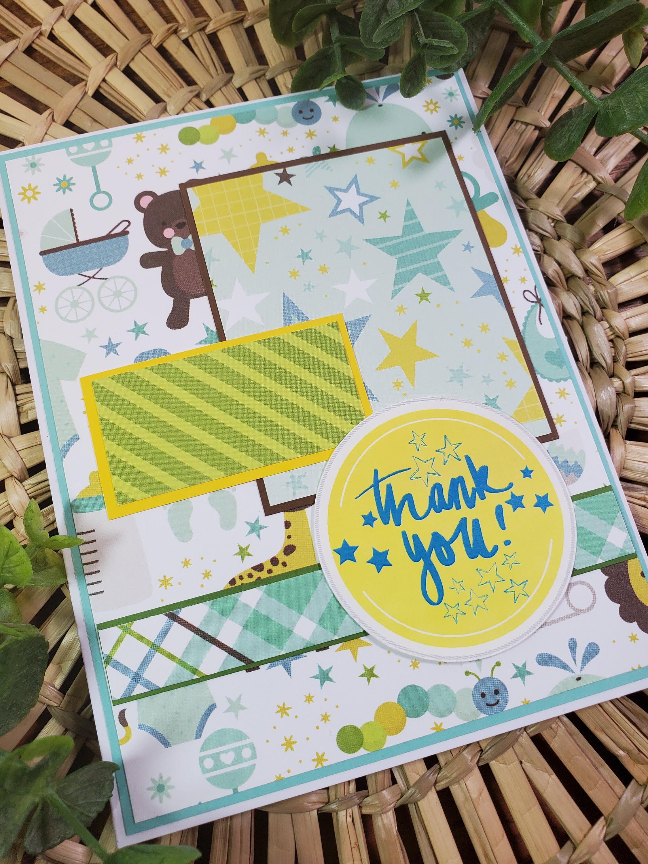 Baby Shower Thank You Card Kit for Baby Boy, DIY Thank You Card Set for