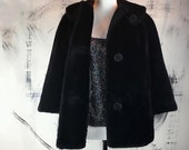 Vintage c. 1950s 60s BorgDeluxe Sportowne Faux Fur Car Coat by Borgana