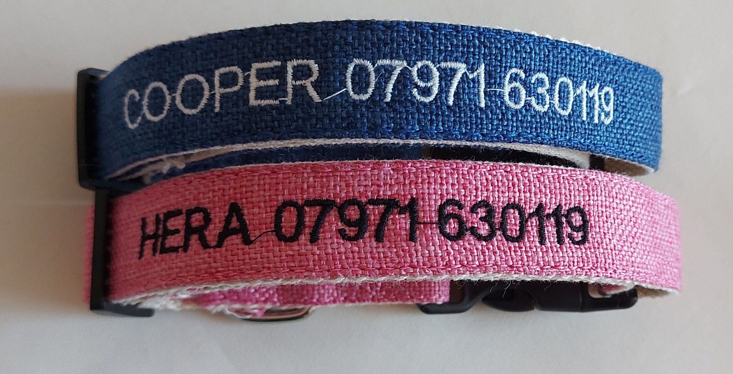 Hemp Dog Collar ECO Friendly Personalised Embroidered - Etsy UK