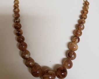 Circa 1963-1990/'s Les Bernard Gold Tone Dimpled Ball Beaded Necklace