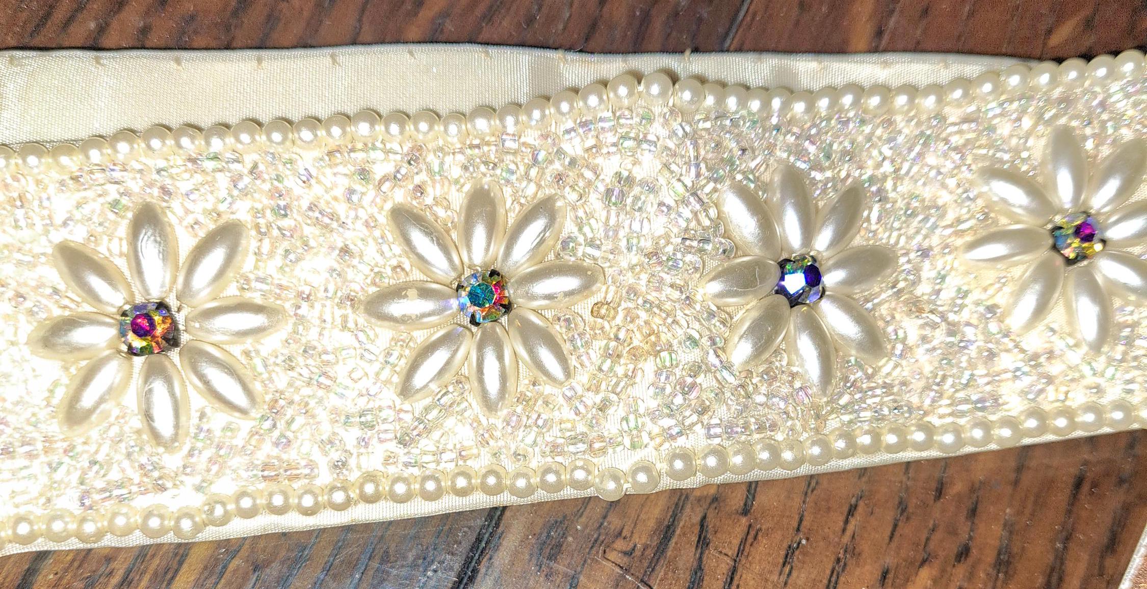 Vintage Cochini Aurora Borealis Rhinestone Floral Leaf Belt Buckle Mid Century VTG Aurora Borealis 1.5 main image 4
