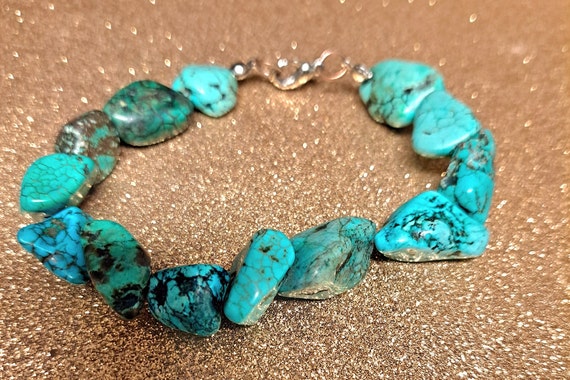 Native American Indian Chunky Turquoise Vintage B… - image 1