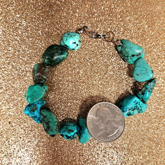 Native American Indian Chunky Turquoise Vintage B… - image 4
