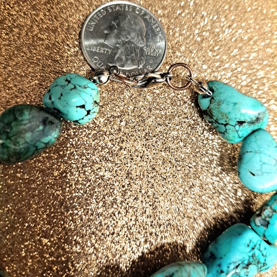 Native American Indian Chunky Turquoise Vintage B… - image 2