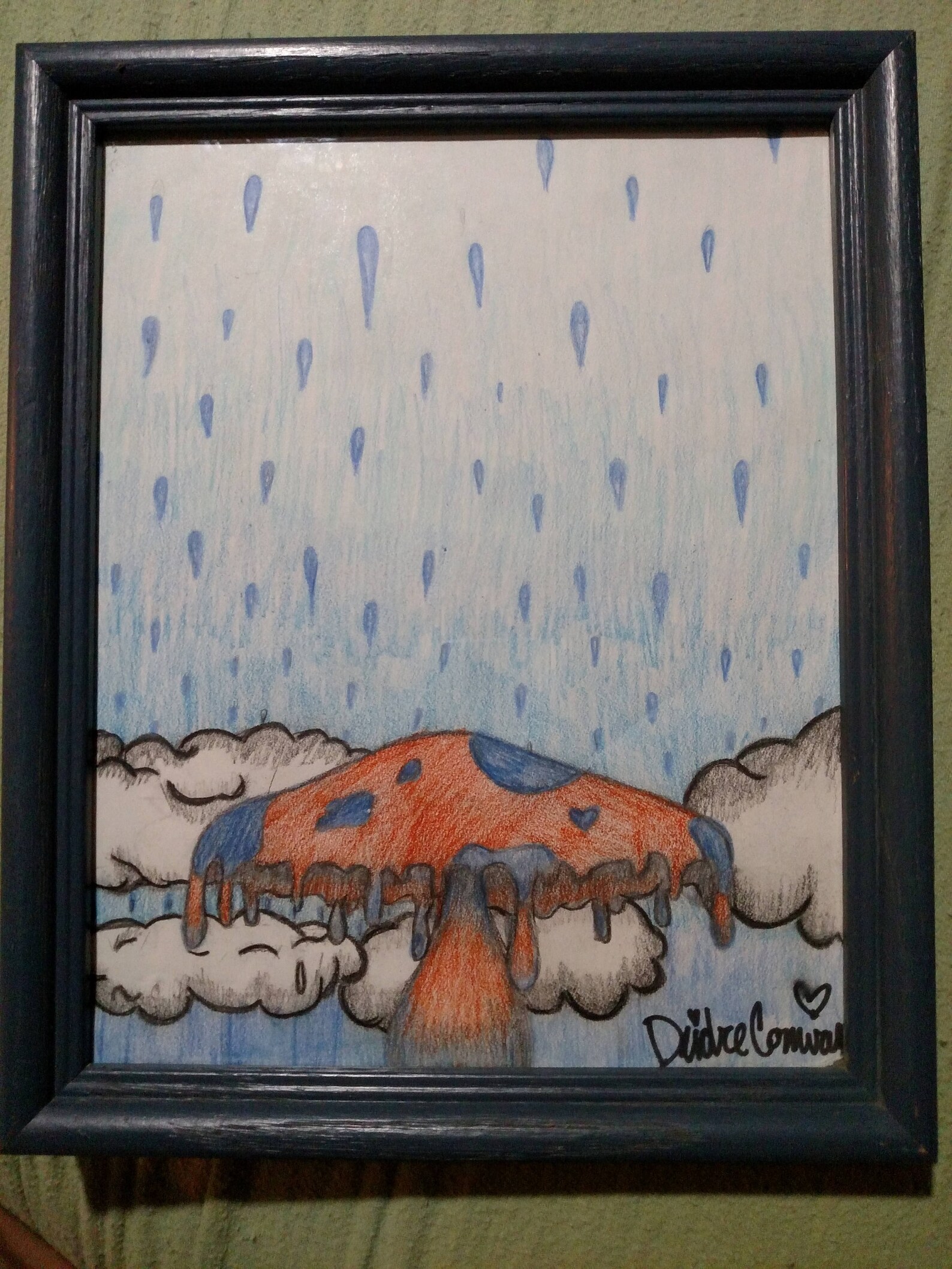 Melting Mushroom. Color pencil drawing. Trippy shrooms drawing Etsy