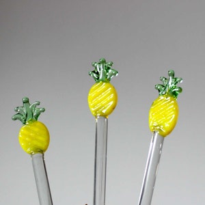 Palitos de vidrio para remover frutas - Mini varillas para remover/palillos para fruta - Juego de 3 (Piñas)