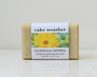 CALENDULA OATMEAL ― Natural Gentle Eczema-Friendly Handcrafted Soap, Sensitive Skin, Vegan Ingredients, American-Made