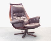 Vintage Scandinavian mid century bentwood swivel chair by Hans Brattrud for Hove Mobler (attr.)