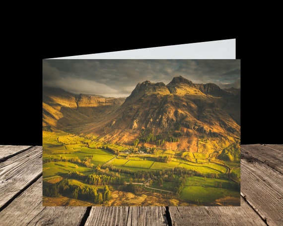 The Langdale Pikes & Mickleden, Lake District - Greeting Card