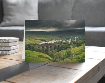 Settle & Carlisle Railway Greeting Card • Alberta crosses Dent Head Viaduct