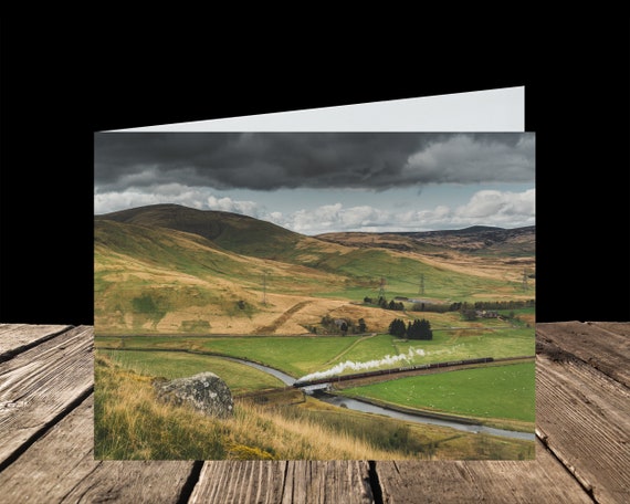 Scots Guardsman crosses the River Clyde, West Coast Main Line, Scotland - Greeting Card