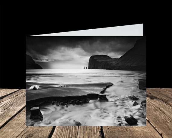 Risin and Kellingin from Tjørnuvík, Faroe Islands - Greeting Card