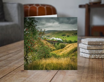 Settle & Carlisle Railway Greeting Card • Alberta crosses Ais Gill Viaduct